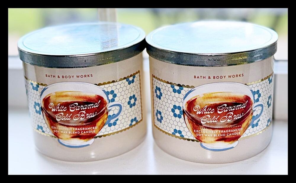 Lot of 2 Bath & Body Works White Caramel Cold Brew Large 3-Wick Candle 14.5oz